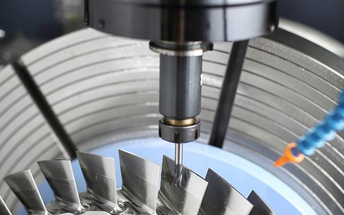 5-axis CNC machining of a bladed turbine component at Mountain CNC